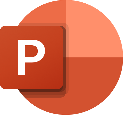 PowerPoint Logo-Orange circle with a square with the letter P in it partially covering it. 